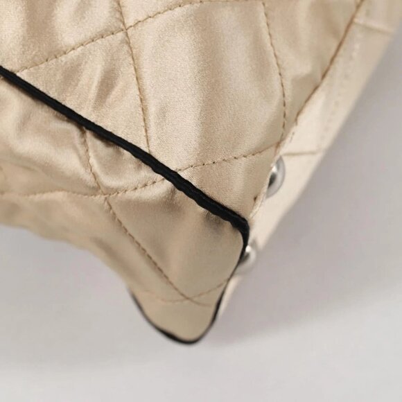 PRADA Chain Shoulder Bag Satin Beige Silver Auth 141037V - Picture 3 of 16